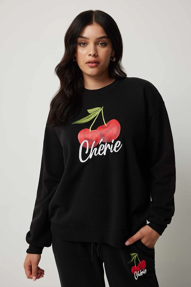 Ardene Graphic Sweatshirt in | Size | Polyester/Cotton | Fleece-Lined