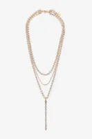 Ardene 3-Row Y-Shaped Chain Necklace in Gold