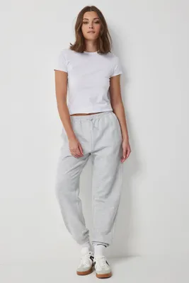Ardene Regular Rise Oversized Sweatpants in Light Grey | Size | Polyester/Cotton