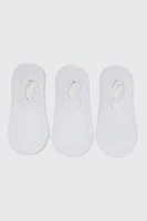 Ardene 3-Pack Solid Shoe Liners in White | Polyester/Spandex