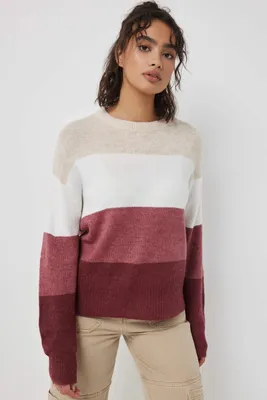 Ardene Longline Moss Stitch Colorblock Sweater in | Size | Nylon/Spandex