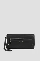 Ardene Wallet with Zipper Accent in | Faux Leather/Polyester