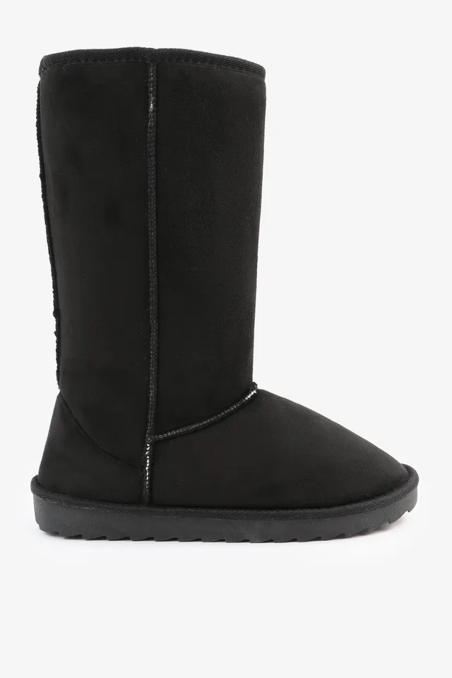 Warm-Lined Tall Boots with Knit Trim