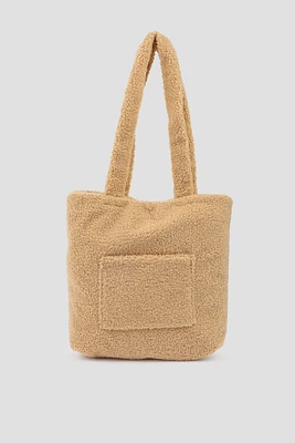 Ardene Sherpa Tote Bag in Beige | Polyester