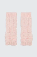 Ardene Kids Cable Knit Leg Warmers in Light Pink | 100% Acrylic