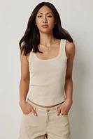 Ardene Basic Scoop Neck Tank in Beige | Size | Cotton/Elastane | Eco-Conscious