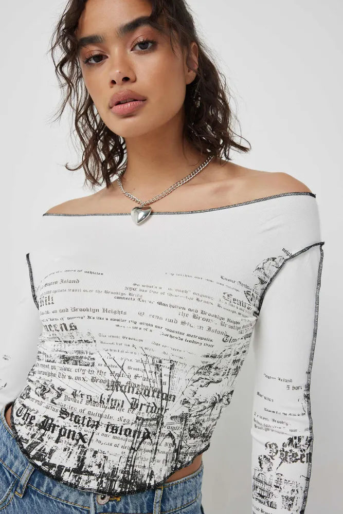 Long Sleeve V-Neck Tee with Lace Trim | Ardene