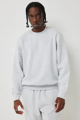 Ardene Man Solid Crew Neck Sweatshirt For Men in Light Grey | Size | Polyester/Cotton | Fleece-Lined