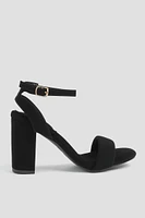 Ardene Faux Suede Bloc Heel Sandals in Black | Size | Eco-Conscious