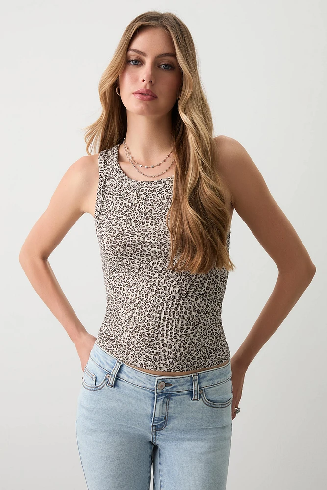 Ardene Basic Super Soft High Neck Tank in Beige | Size | Polyester/Elastane | Eco-Conscious