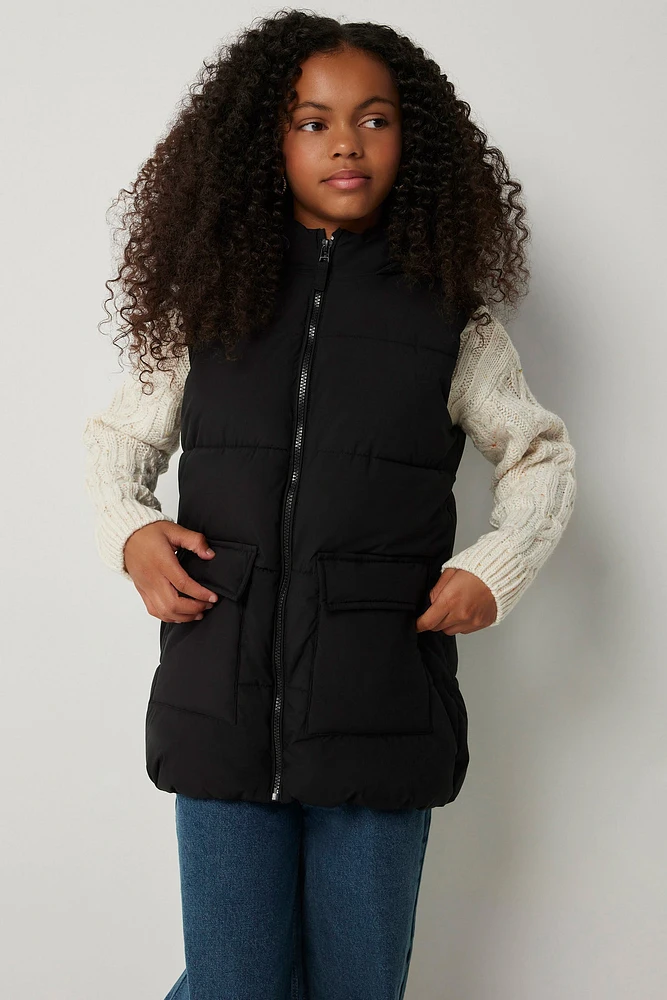 Ardene Kids Puffer Vest in Black | Size | Polyester