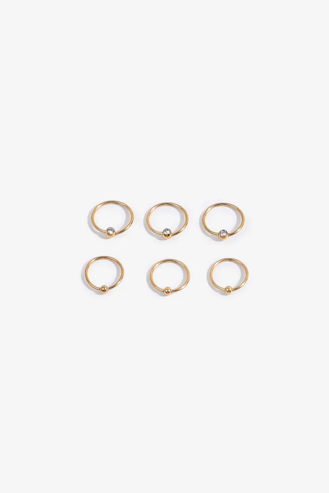 Ardene 6-Pack 18K Gold Plated Nose Rings | Stainless Steel