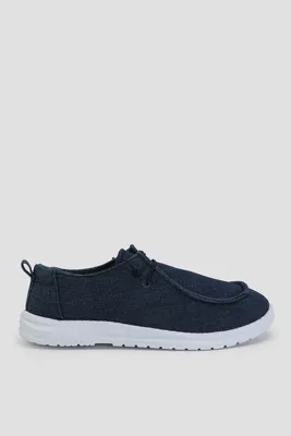Ardene Canvas Boat Shoes in Dark Blue | Size