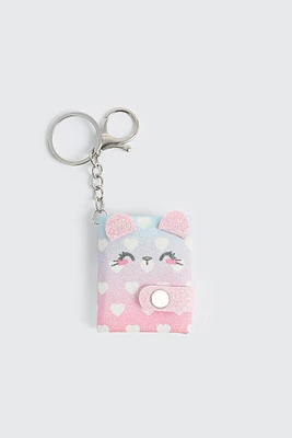 Ardene Kids Bear Notebook Keychain in Light Pink