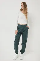 Ardene Light Twill Cargo Joggers in Dark Green | Size | Cotton/Elastane