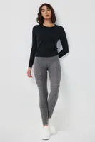 Ardene Super Soft Wide Waistband Leggings in Grey | Size | Polyester/Spandex