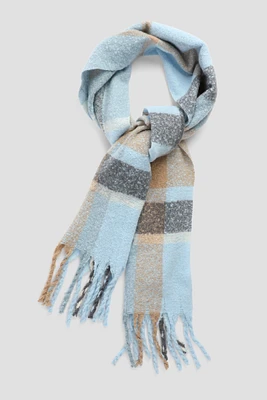 Ardene Checkered Scarf in Light Blue | Polyester