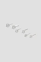 Ardene 3-Pack Round Cubic Zirconia Stud Earrings in Silver | Stainless Steel