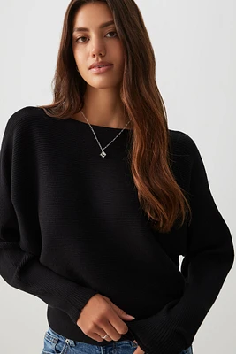 Ardene Horizontal Rib Dolman Sweater in | Size | Polyester/Rayon/Nylon