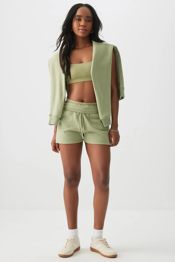 Ardene MADESOFT Fleece Sweatshorts in Pistachio Delight | Size | Polyester/Cotton | Eco-Conscious