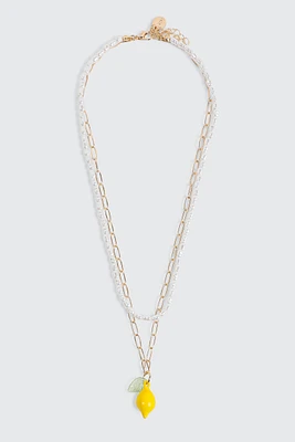 Ardene Tow-Row Lemon Necklace in Gold