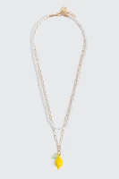 Ardene Tow-Row Lemon Necklace in Gold