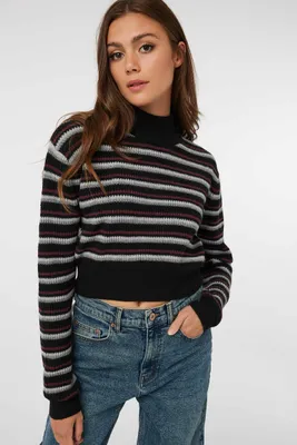 Ardene Crop Mock Neck Sweater | Size Small | Polyester/Polyamide