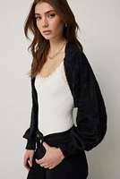 Ardene Ultra Crop Cable Knit Bolero in | Nylon