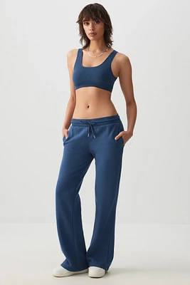 Ardene MADESOFT Fleece Low Rise Flare Sweatpants in Blue Current | Size | Polyester/Cotton