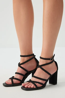 Ardene Embellished Strappy Heel Sandals in | Size | Faux Leather/Faux Suede