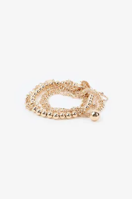 Ardene 5-Pack Chain & Sphere Bracelets in Gold