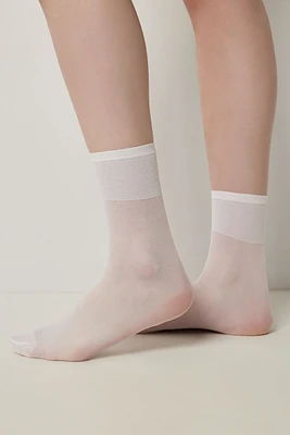 Ardene 2-Pack Sheer Demi Crew Socks in White | Nylon/Spandex