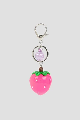 Ardene Kids Light Up Strawberry Keychain in Pink