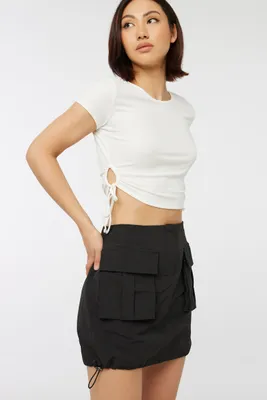 Ardene Parachute Mini Skirt in Black | Size | Nylon