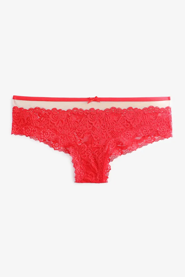 Ardene Lace Thong with Rosebud Detail in Light Pink, Size, Nylon/Spandex