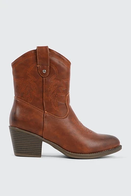 Ardene Cowboy Inspired Boots with Distressed Detail in | Size | Eco-Conscious