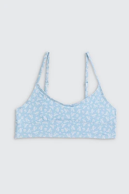 Ardene Kids Ditsy Floral Swim Top in Light Blue | Size | Polyester/Nylon/Spandex