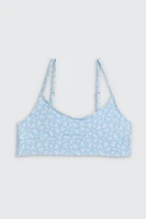 Ardene Kids Ditsy Floral Swim Top in Light Blue | Size | Polyester/Nylon/Spandex