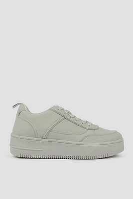 Ardene Platform Sneakers in Light Grey | Size | Faux Leather