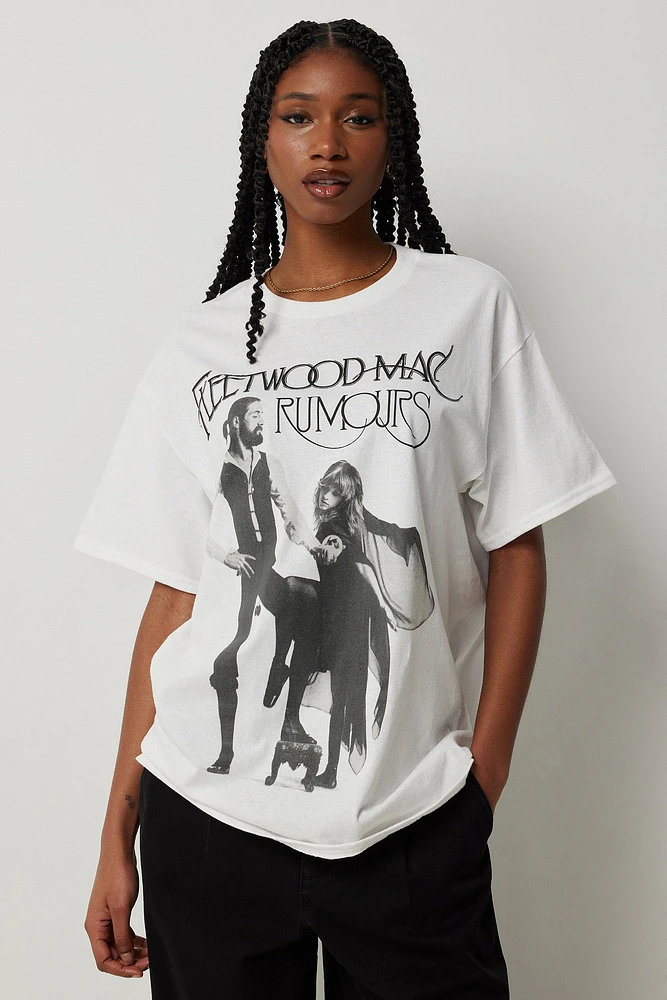 Ardene Fleetwood Mac T-Shirt in White | Size XL | 100% Cotton