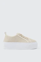 Ardene Canvas Platform Sneakers in Beige | Size | Eco-Conscious