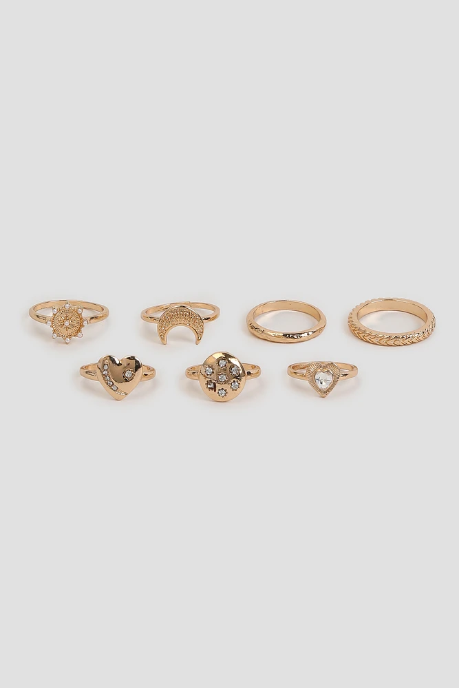 Ardene -Pack Celestial Rings in Gold | Size