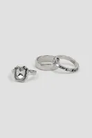 Ardene 3-Pack Solitaire & Baguette Rings in Silver | Size