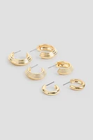 Ardene 3-Pack of Thick Hoops in Gold | Stainless Steel