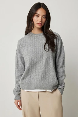 Ardene Long Cable Knit Sweater in | Size | Polyester/Nylon