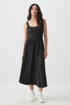 Ardene Super Soft Midi Dress with Slit in Black Liquorice Twist | Size | Polyester/Elastane