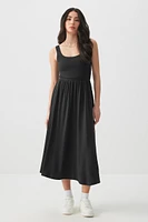 Ardene Super Soft Midi Dress with Slit in Black Liquorice Twist | Size | Polyester/Elastane