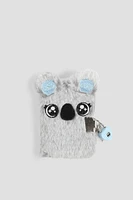 Ardene Kids Plush Animal Notebook in Light Grey