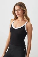 Ardene Basic Contrast Trim V-Neck Tank Top in | Size | Cotton/Elastane | Eco-Conscious
