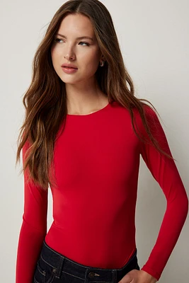 Ardene Contour Long Sleeve Bodysuit in Red | Size | Elastane/Polyamide